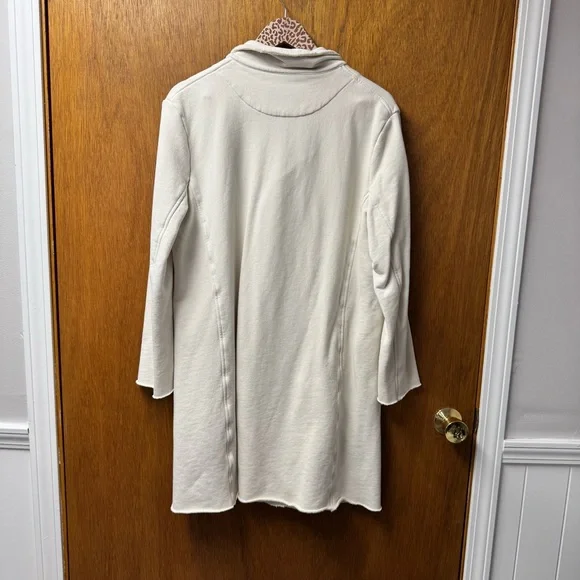 Frank & Eileen Belfast Sweatshirt Trench Long Fleece Coat Vintage White Large L